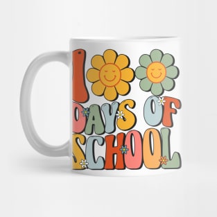 Teacher Kids Retro Groovy 100 Days Happy 100th Day Of School Mug